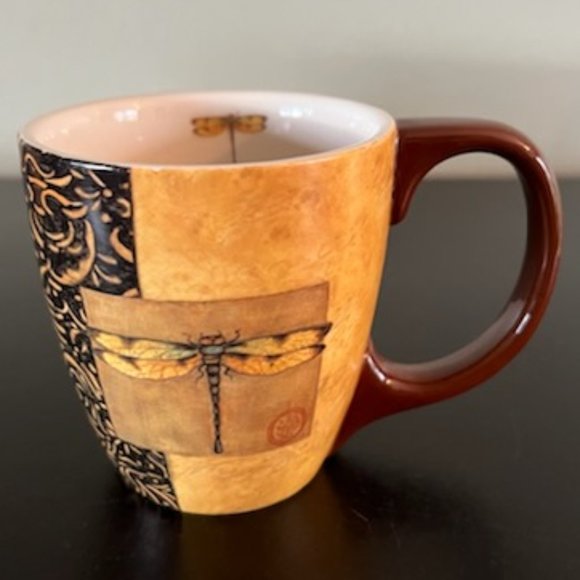 Two (2) LANG Golden Dragonfly & Golden Orchid Mug by Susan Winget ~ Vintage - Picture 2 of 8